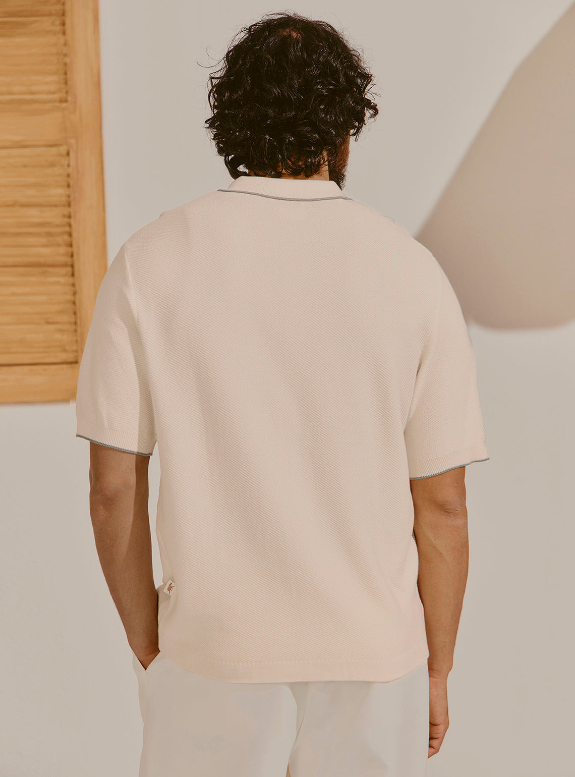 Barcelona Off-White Cotton Knit Shirt