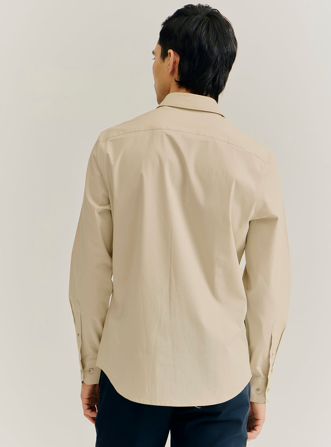 Sand Beige Cotton Stretch Shirt