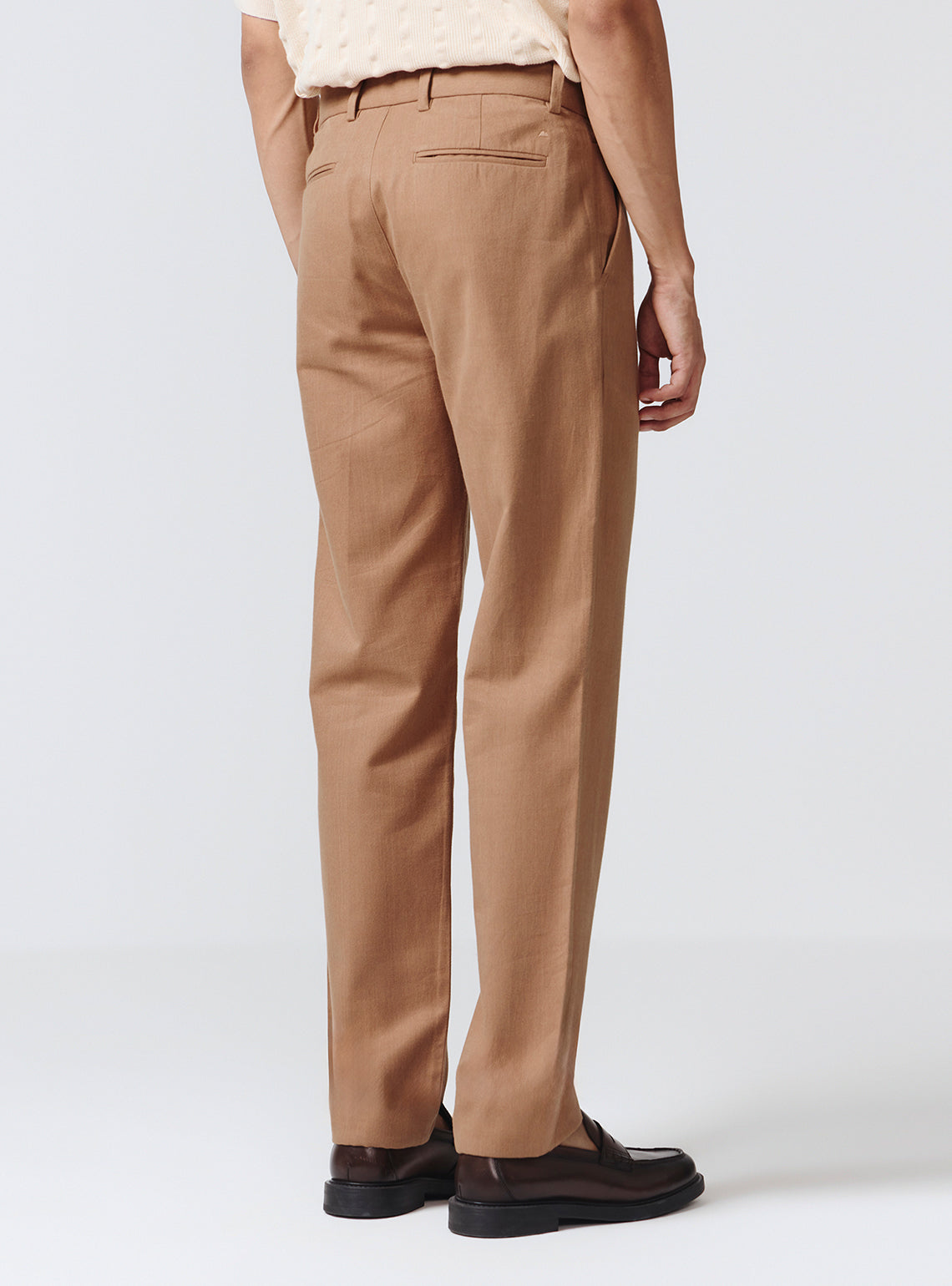 Antique Brown Cotton Melange Trousers