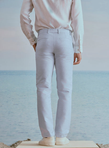Current Blue Linen Stripe Trousers