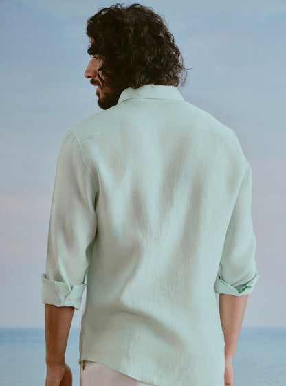 Lagoon Teal Linen Shirt