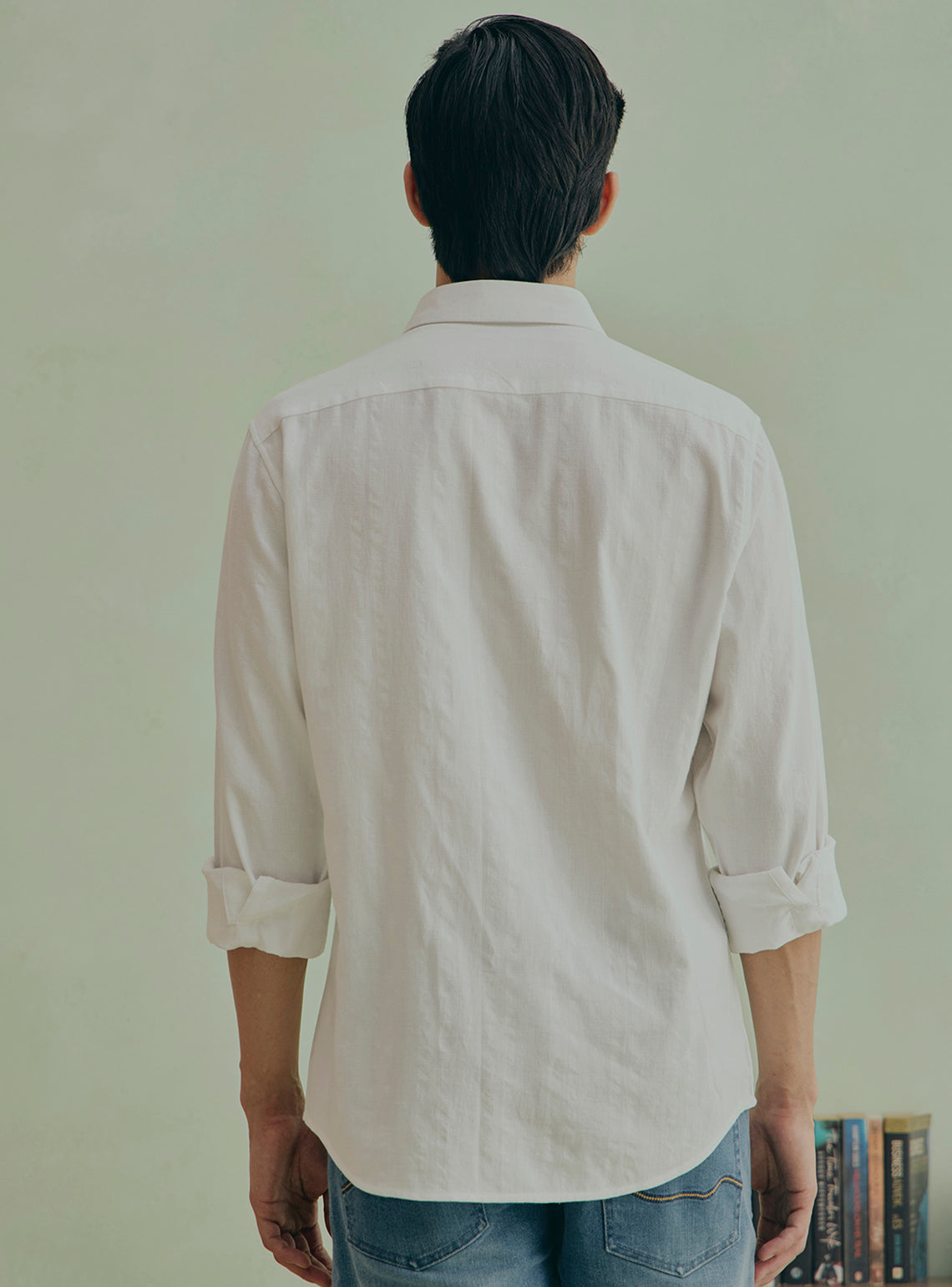 Viola White Cotton Dobby Shirt