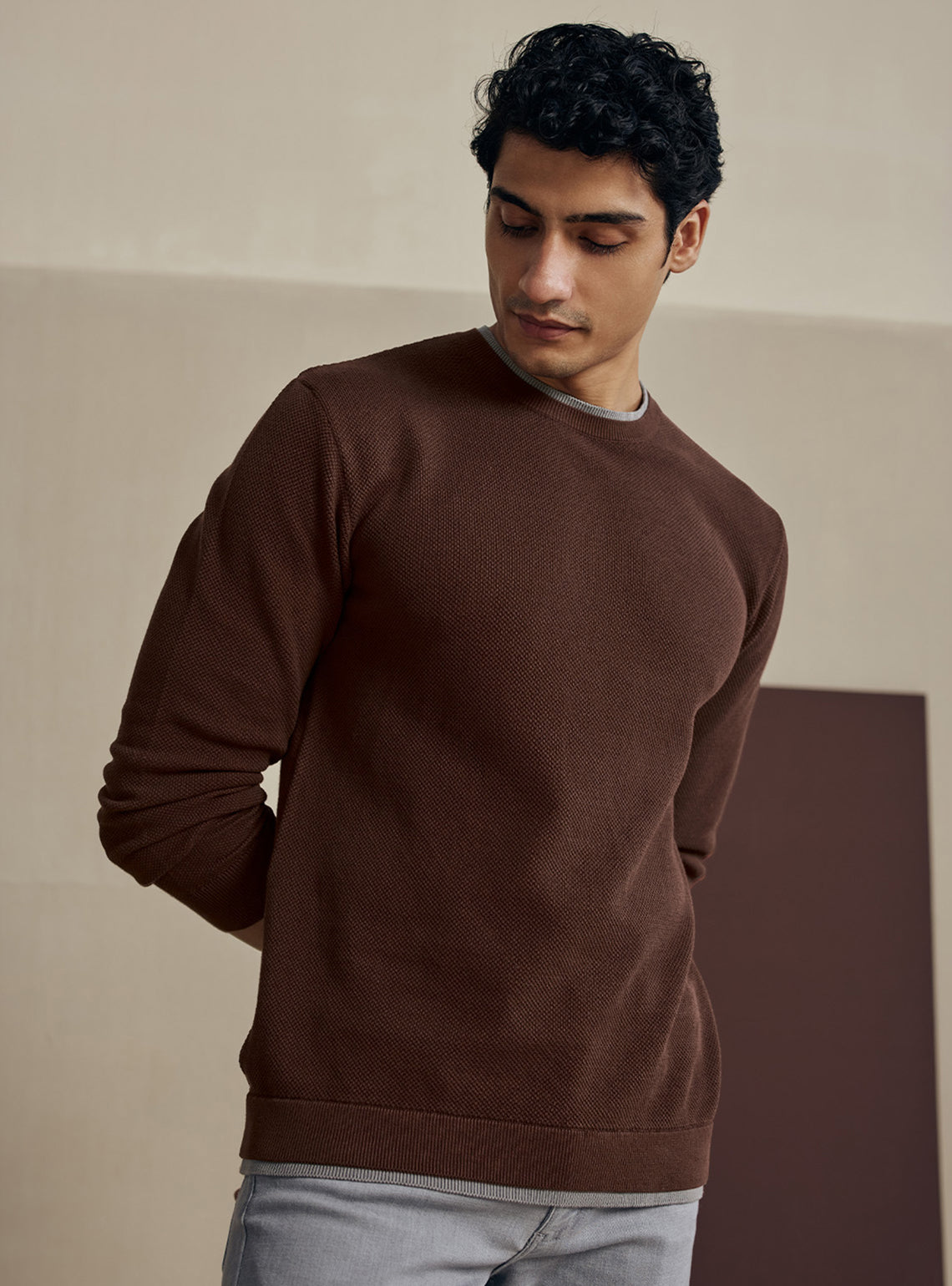 Deep Maroon Honeycomb Cotton Pullover