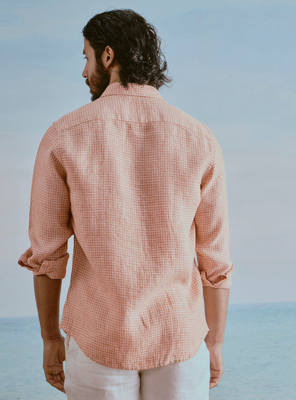 Dune Orange Linen Check Shirt