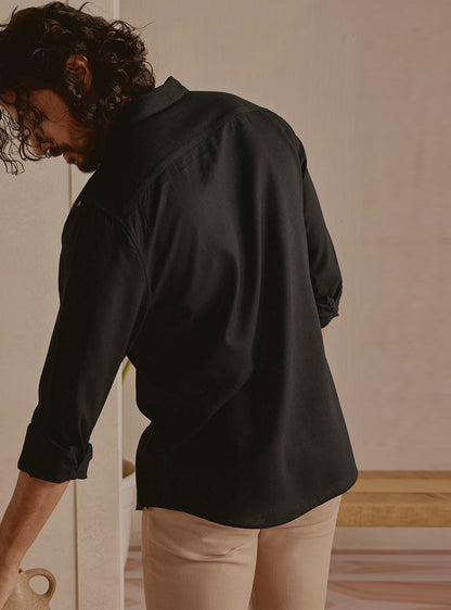 Deep Black Linen Shirt