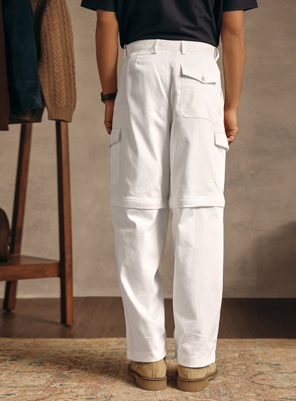 Desert White Cotton Blend Convertable Cargo