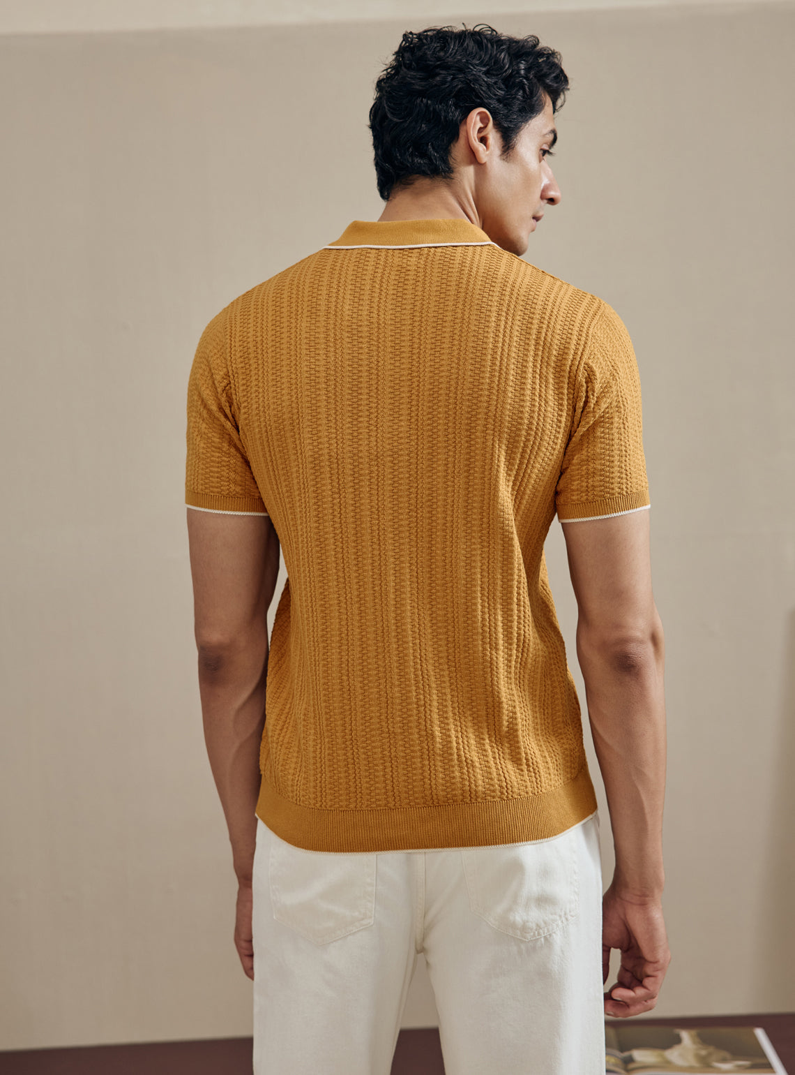 Mustard Yellow Basket Cotton Polo
