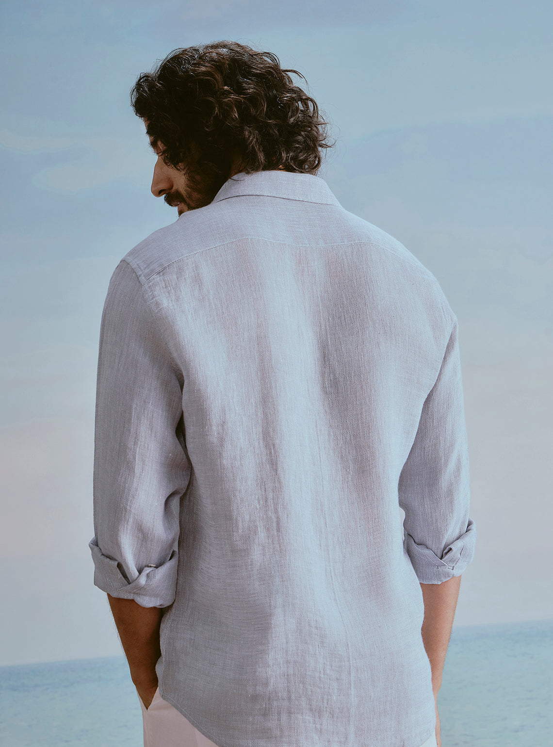 Harbour Blue Linen Dobby Shirt