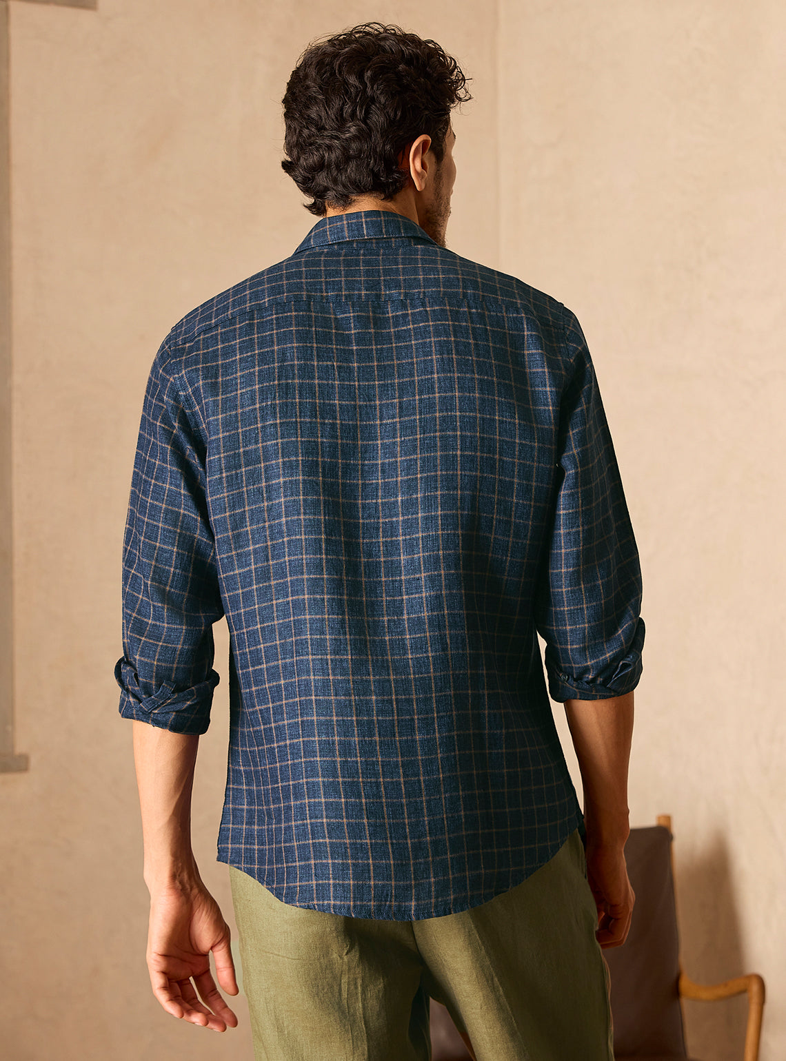 Harbor Navy Check Linen Shirt