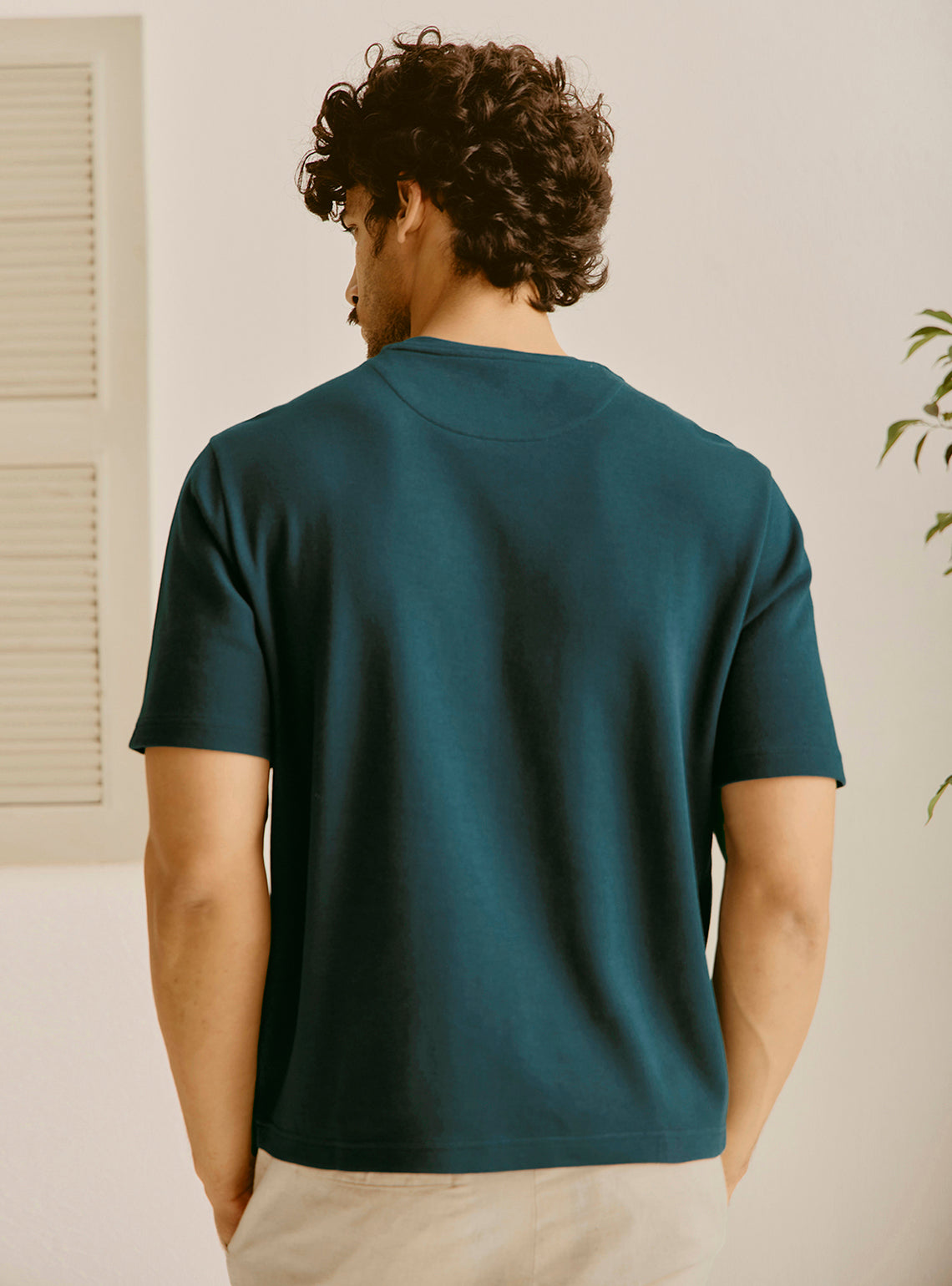Santorini Teal Cotton Crewneck