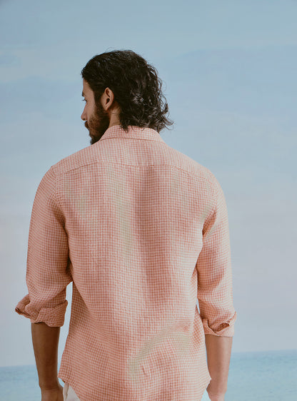 Dune Orange Linen Check Shirt