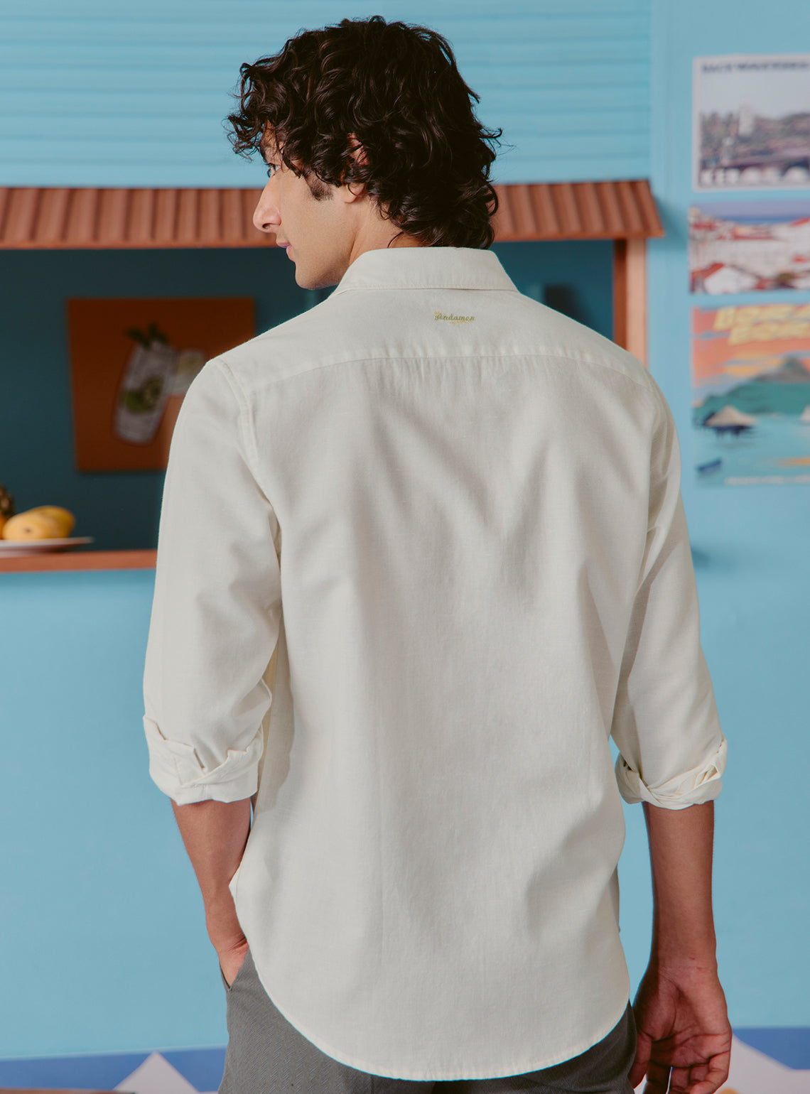 Mojito Green Cotton Linen Print Shirt