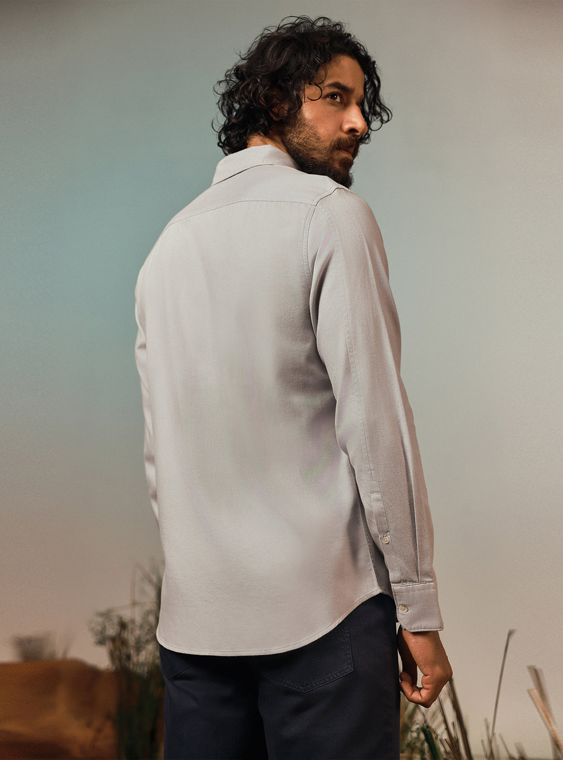 Granite Grey Cotton Twill Shirt