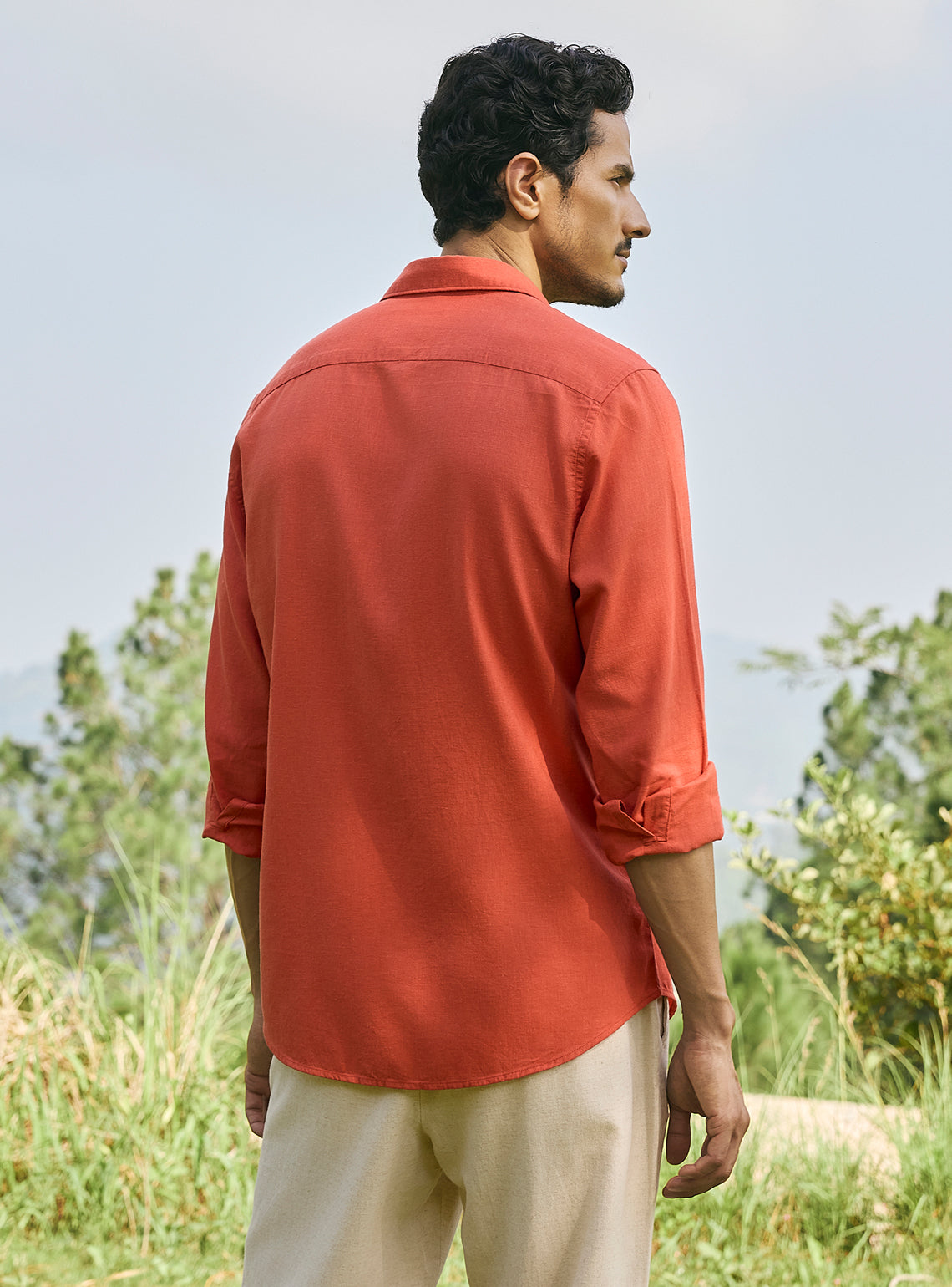 Dusk Orange Lyocell Linen Shirt
