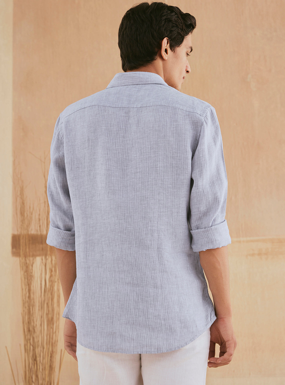 Lavender Grey Stripe Linen Shirt