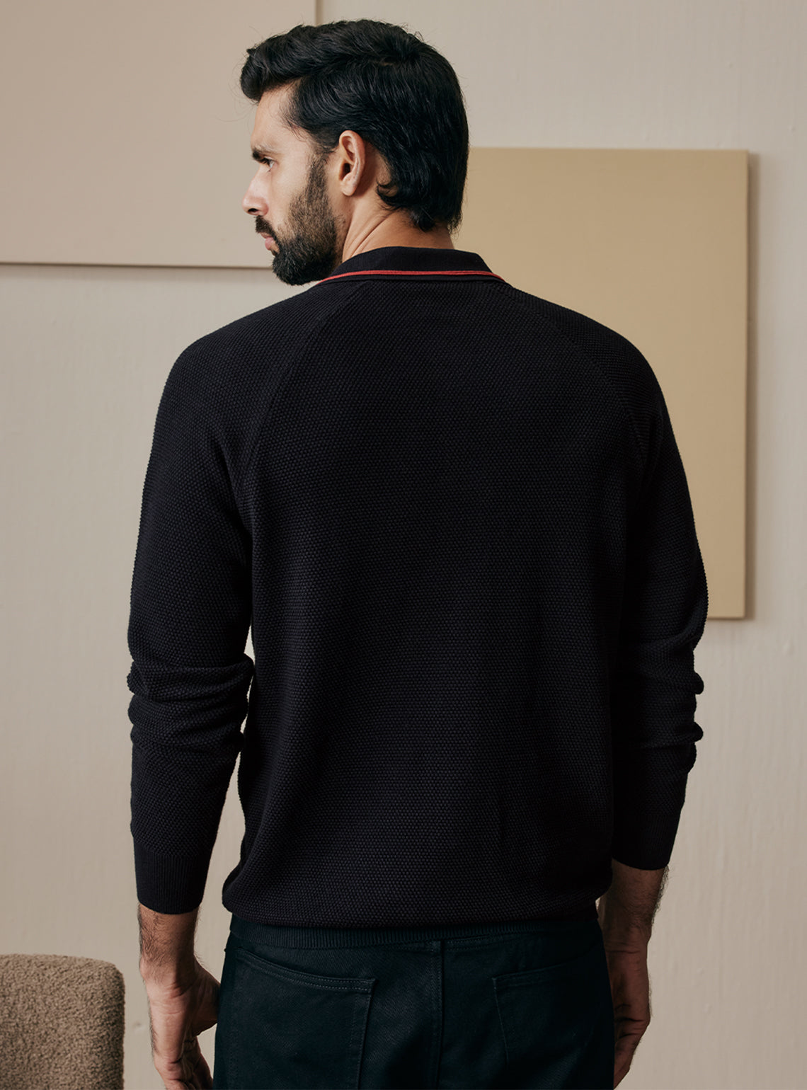 Winter Black Cotton Pullover