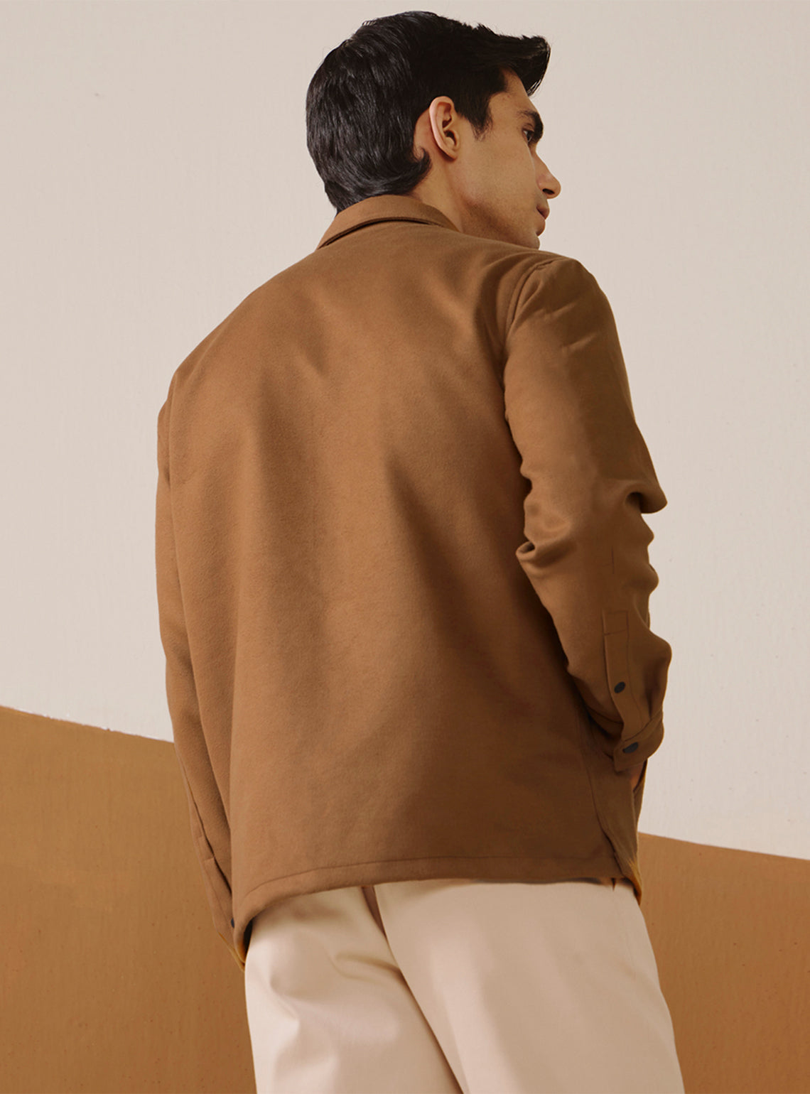 Khaki Tan Poly Rich Suede Jacket
