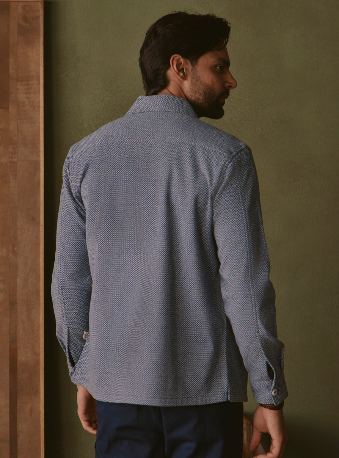 Glacier Blue Poly Stretch Fleece Overshirt