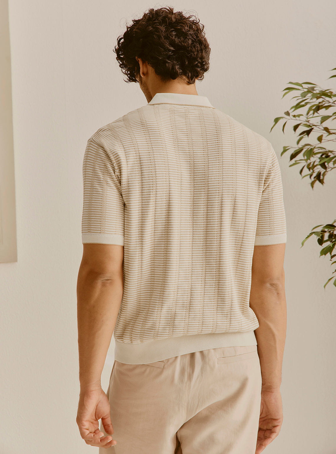 Mykonos Off-White Cotton Knit Polo
