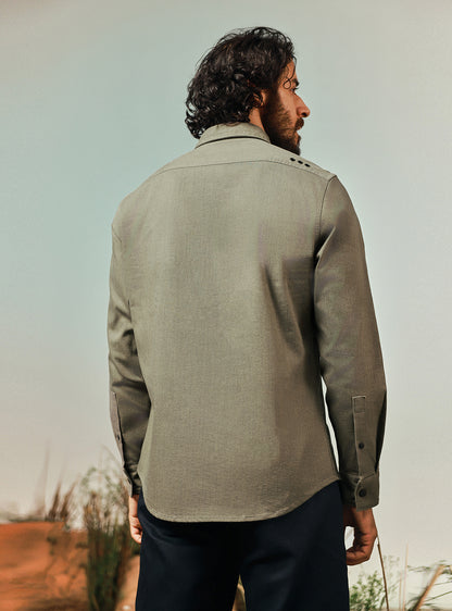 Tree Brown Cotton Twill Shirt