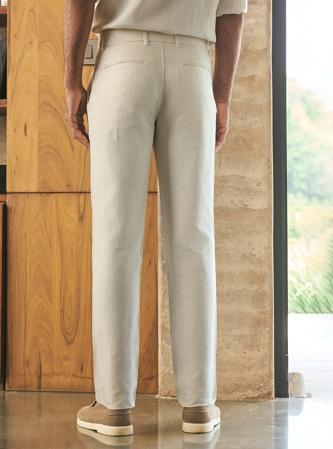 Drift Beige Linen Cotton Trousers