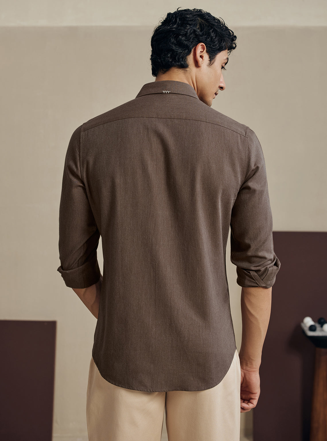 Walnut Brown Melange Cotton Shirt