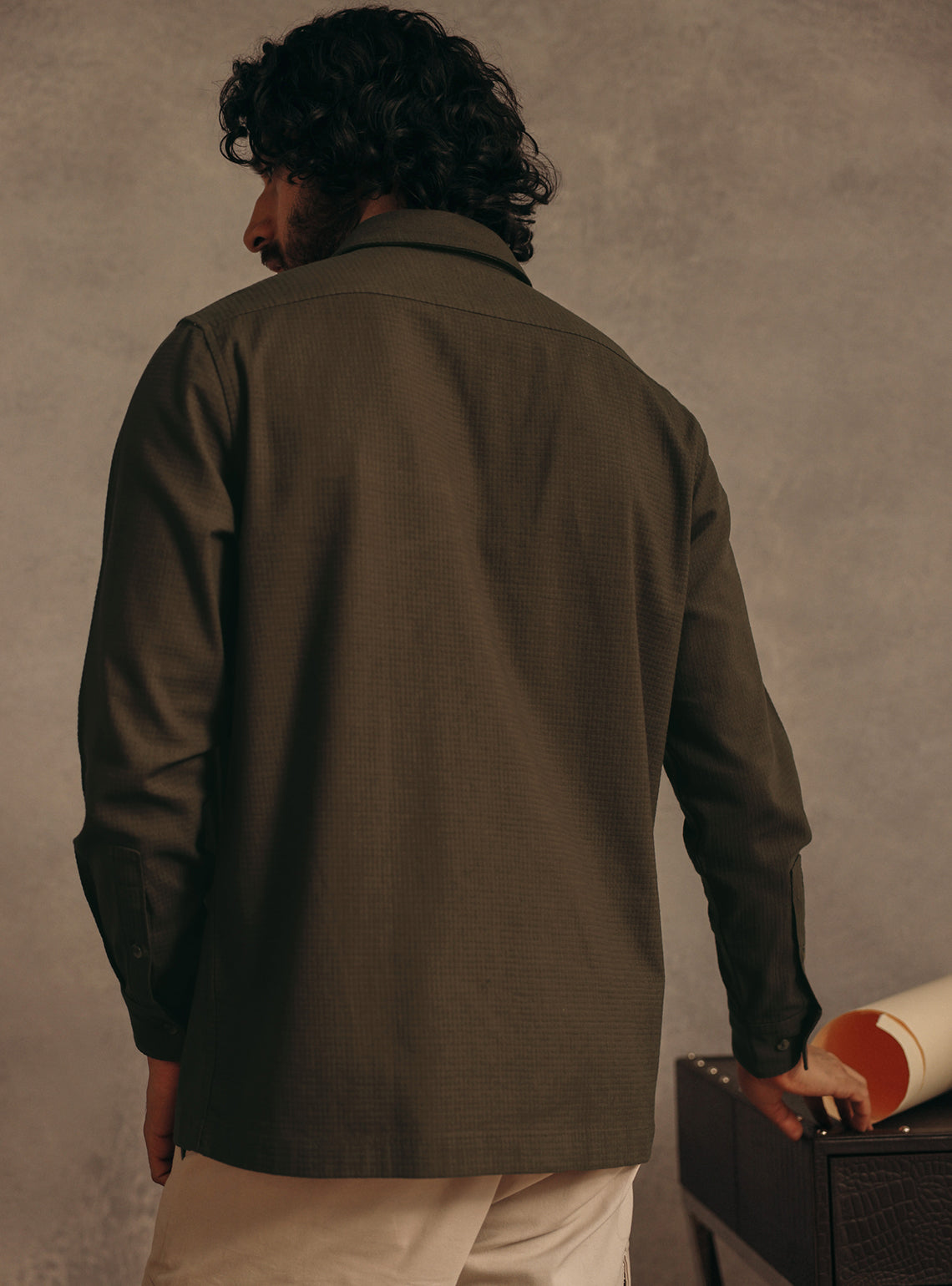 Onyx Brown Cotton Dobby Shirt