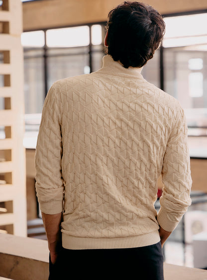 Bison Off-White Cotton Wool Pullover