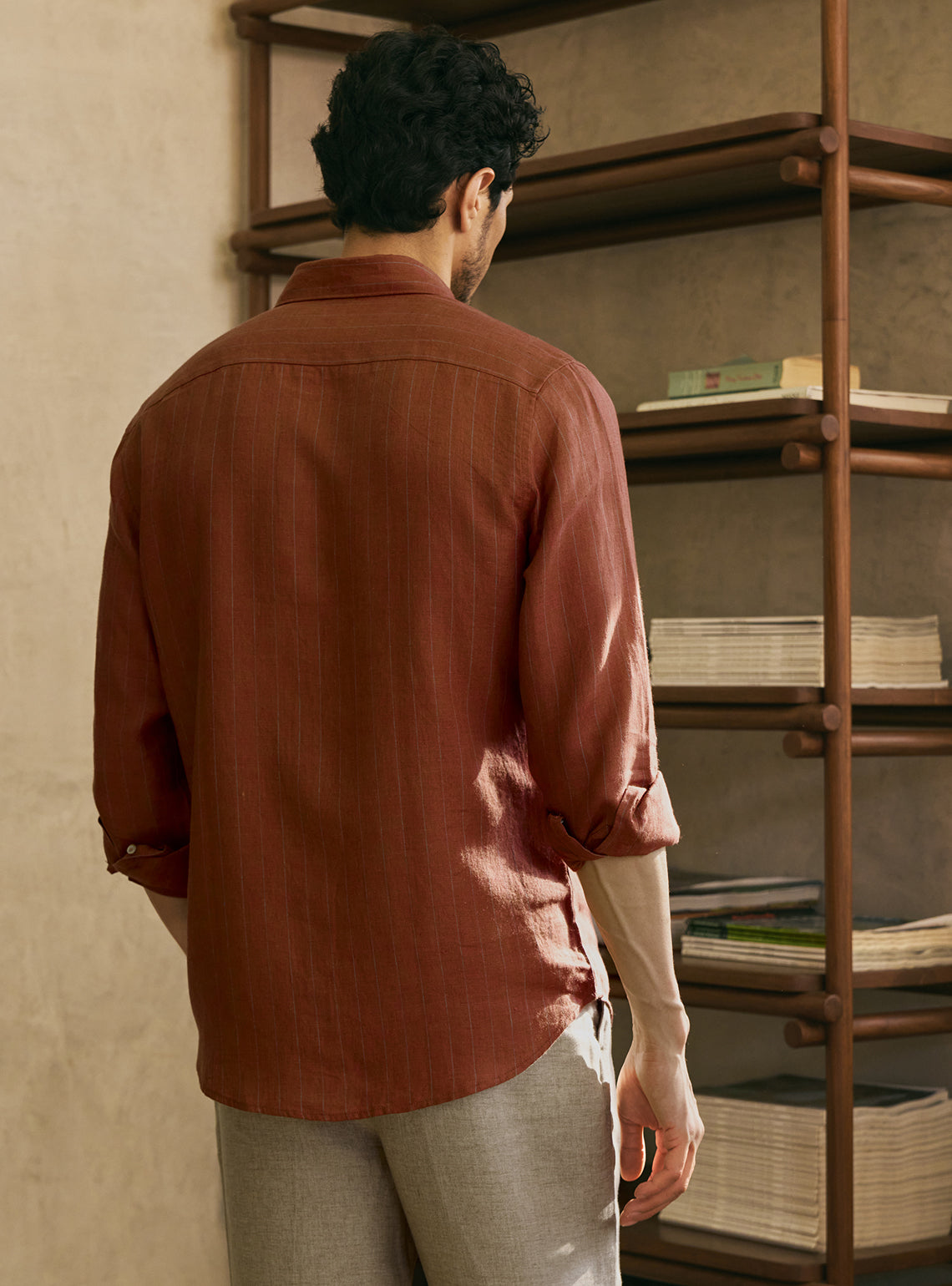 Flare Red Stripe Linen Shirt