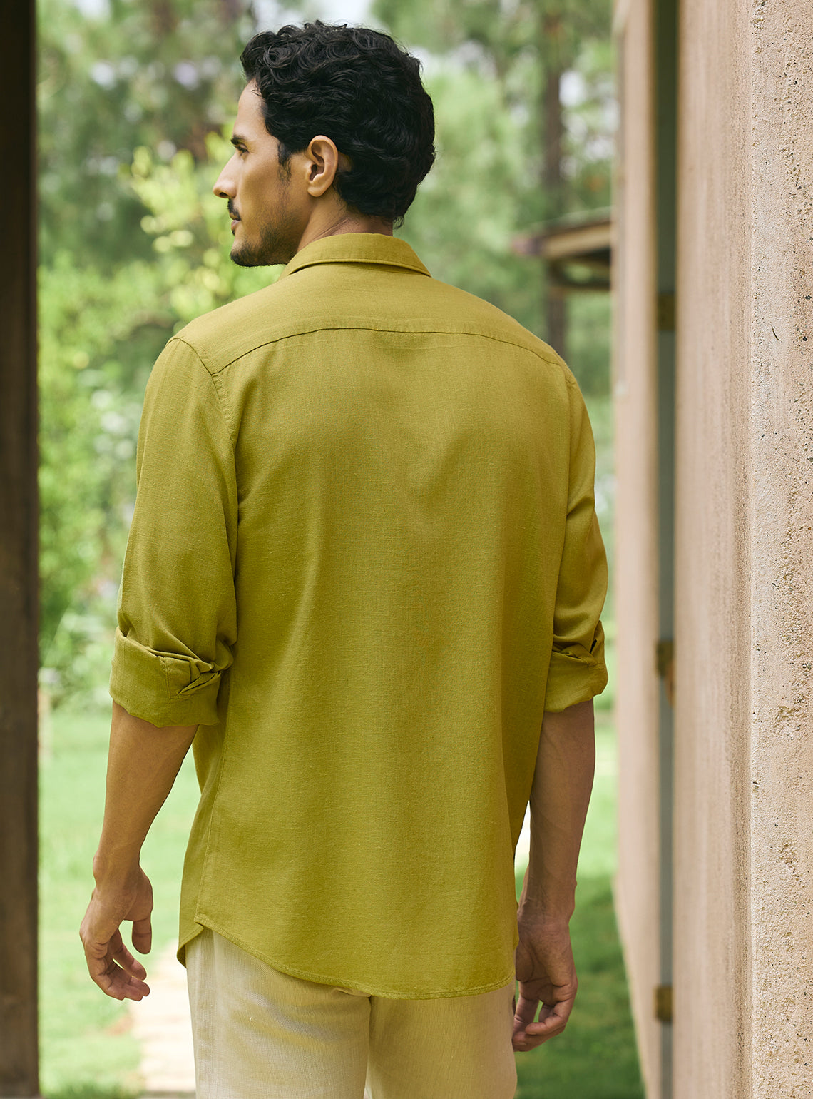 Moss Olive Lyocell Linen Shirt
