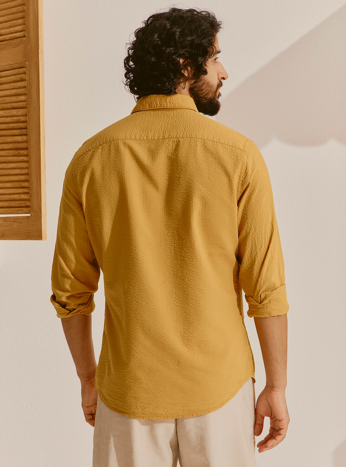 Elafonissi Mustard Seersucker Shirt