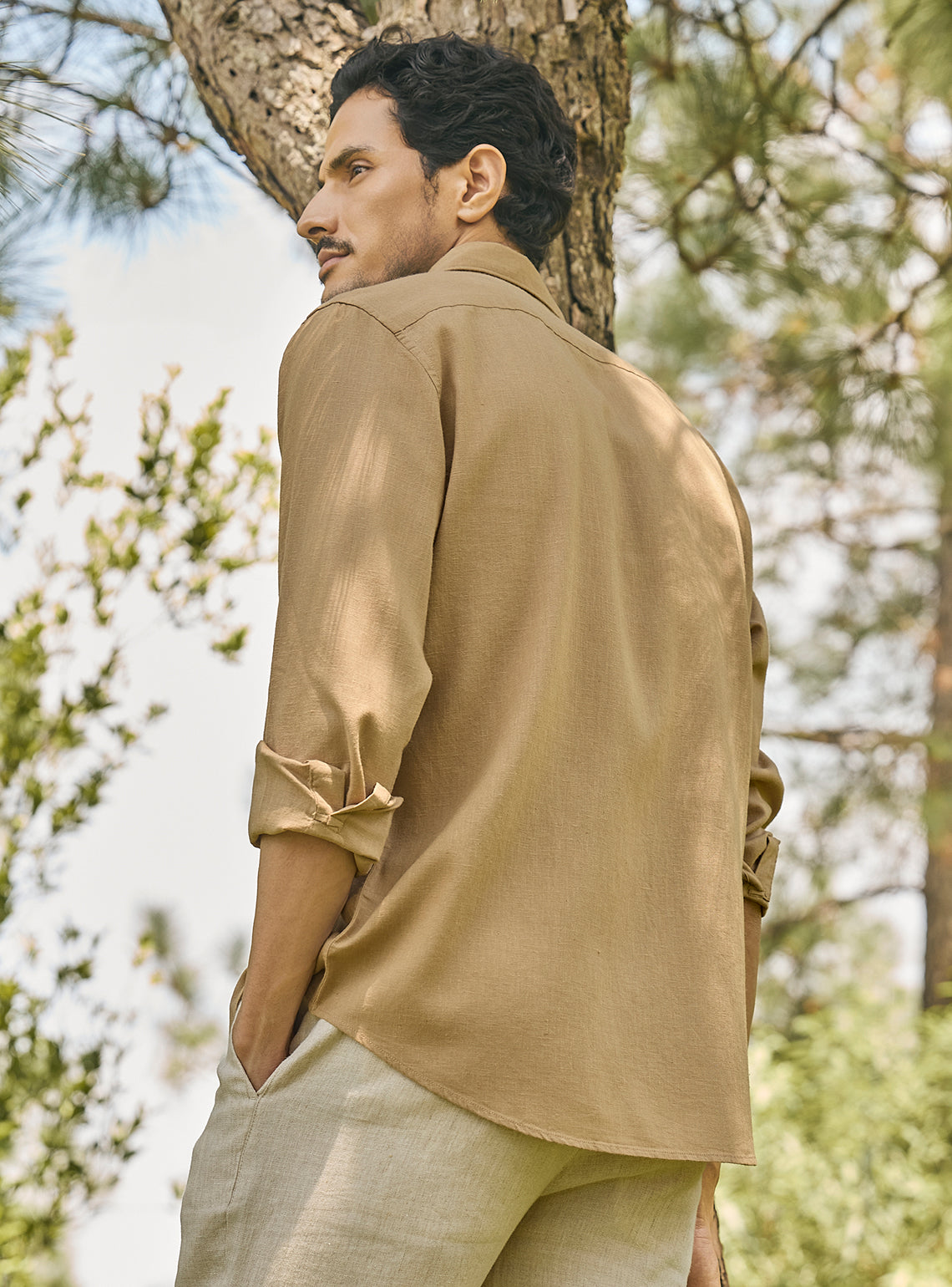 Patina Brown Lyocell Linen Shirt