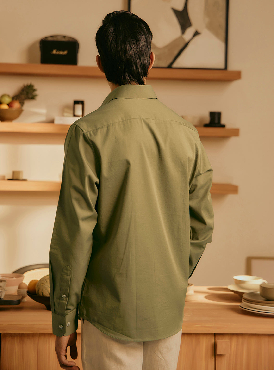 Herb Olive Cotton Twill Shirt