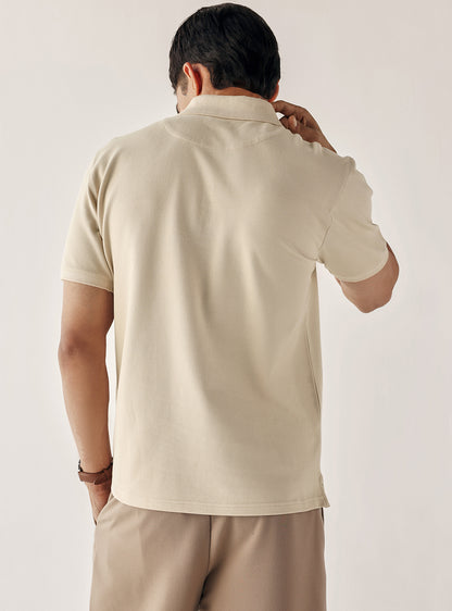 Soft Khaki Cotton Blend Polo
