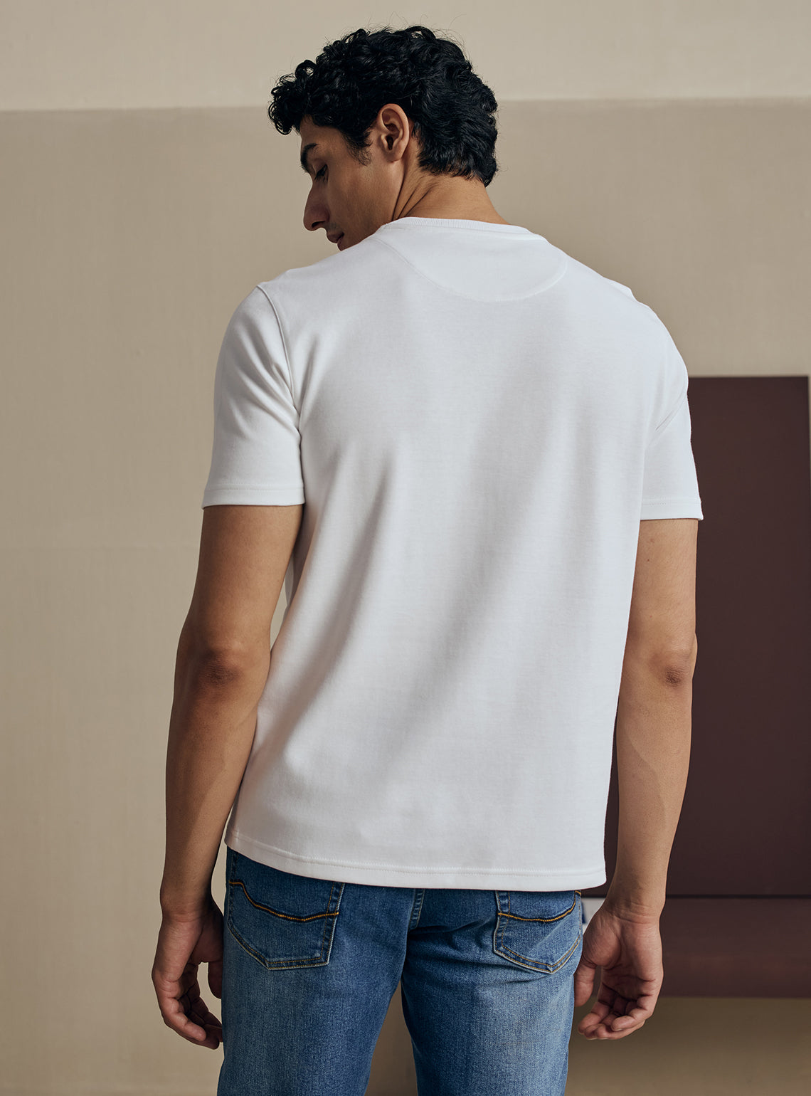 Winter White Cotton Blend Crewneck