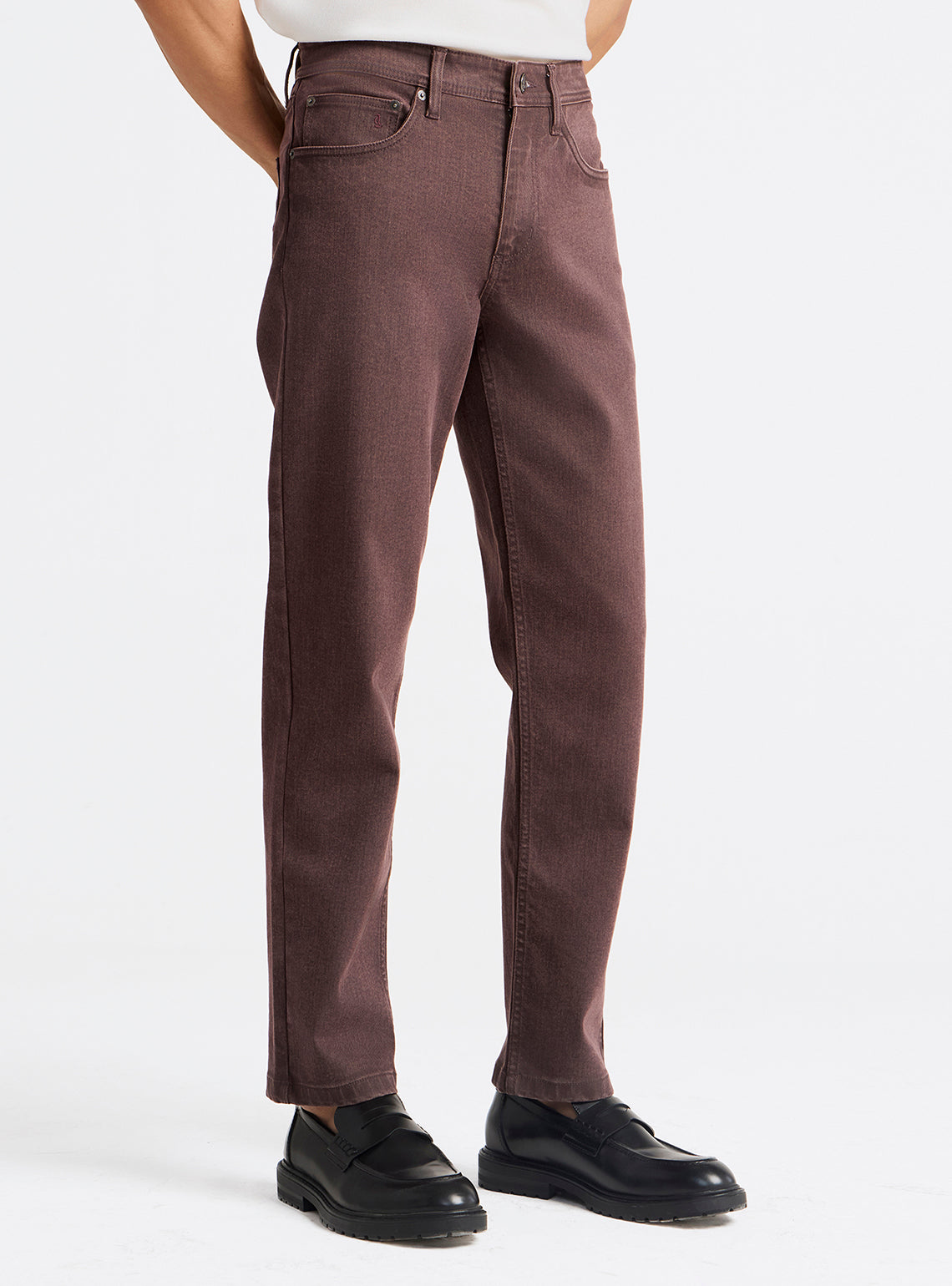 Burnt Burgundy Cotton Blend Jeans