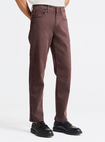Burnt Burgundy Cotton Blend Jeans