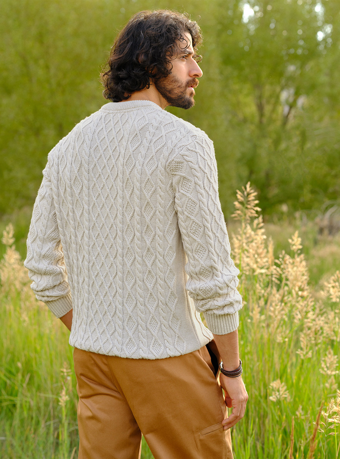 Snowy Off-White Cotton Melange Pullover