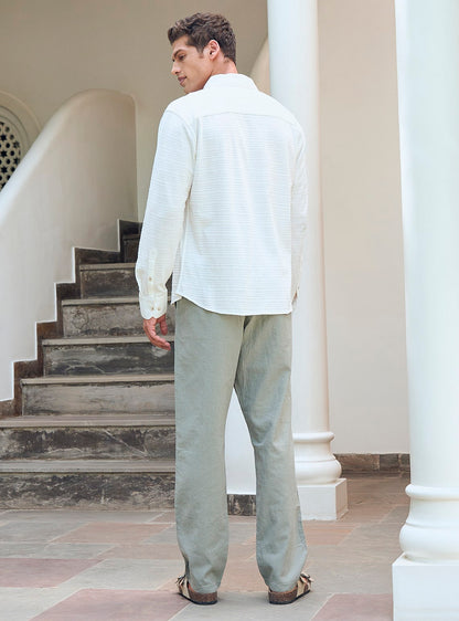 Alto White Cotton Blend Pointelle Shirt