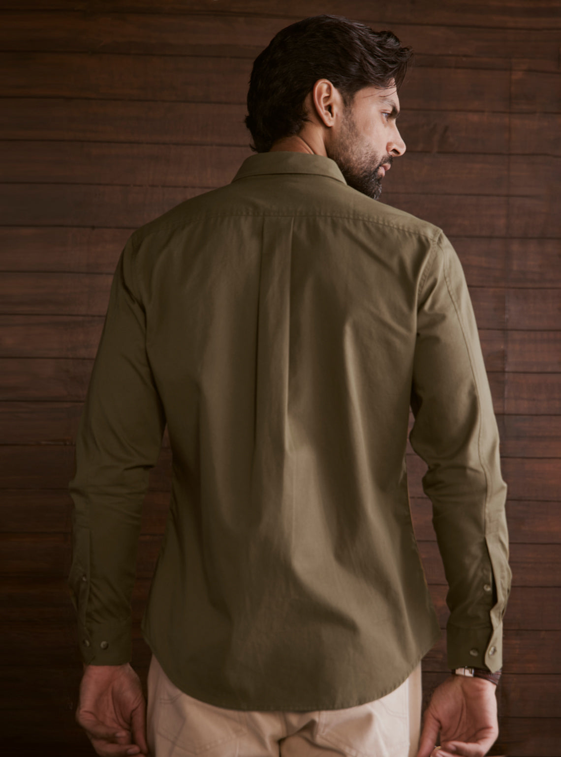 Woodland Olive Cotton Twill Shirt