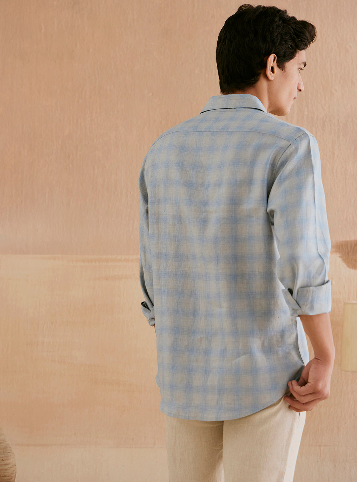 Stardust Grey Check Linen Shirt