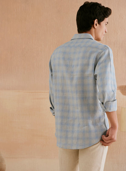 Stardust Grey Check Linen Shirt
