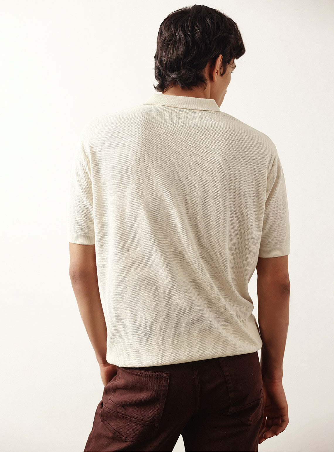 Pearl Off White Cotton Viscose Polo