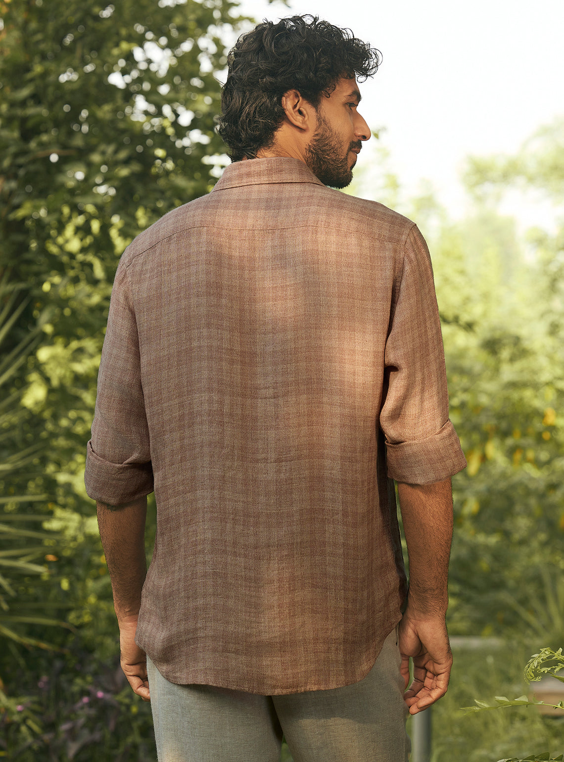 Cove Brown European Linen Check Shirt