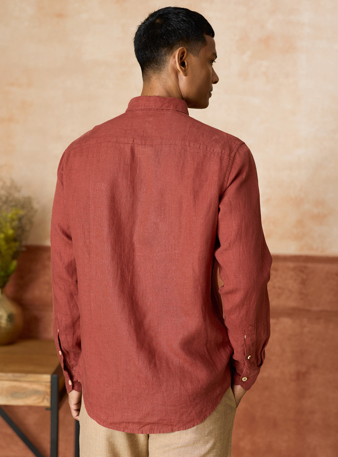 Coral Rust European Linen Shirt