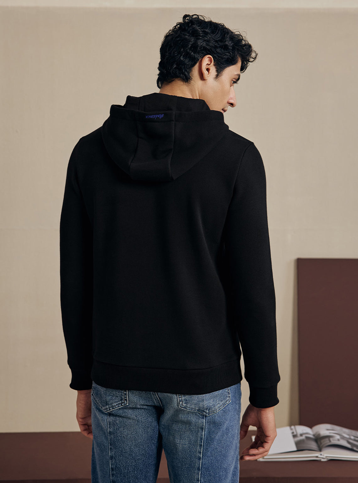 Coal Black Cotton Triblend Hoodie
