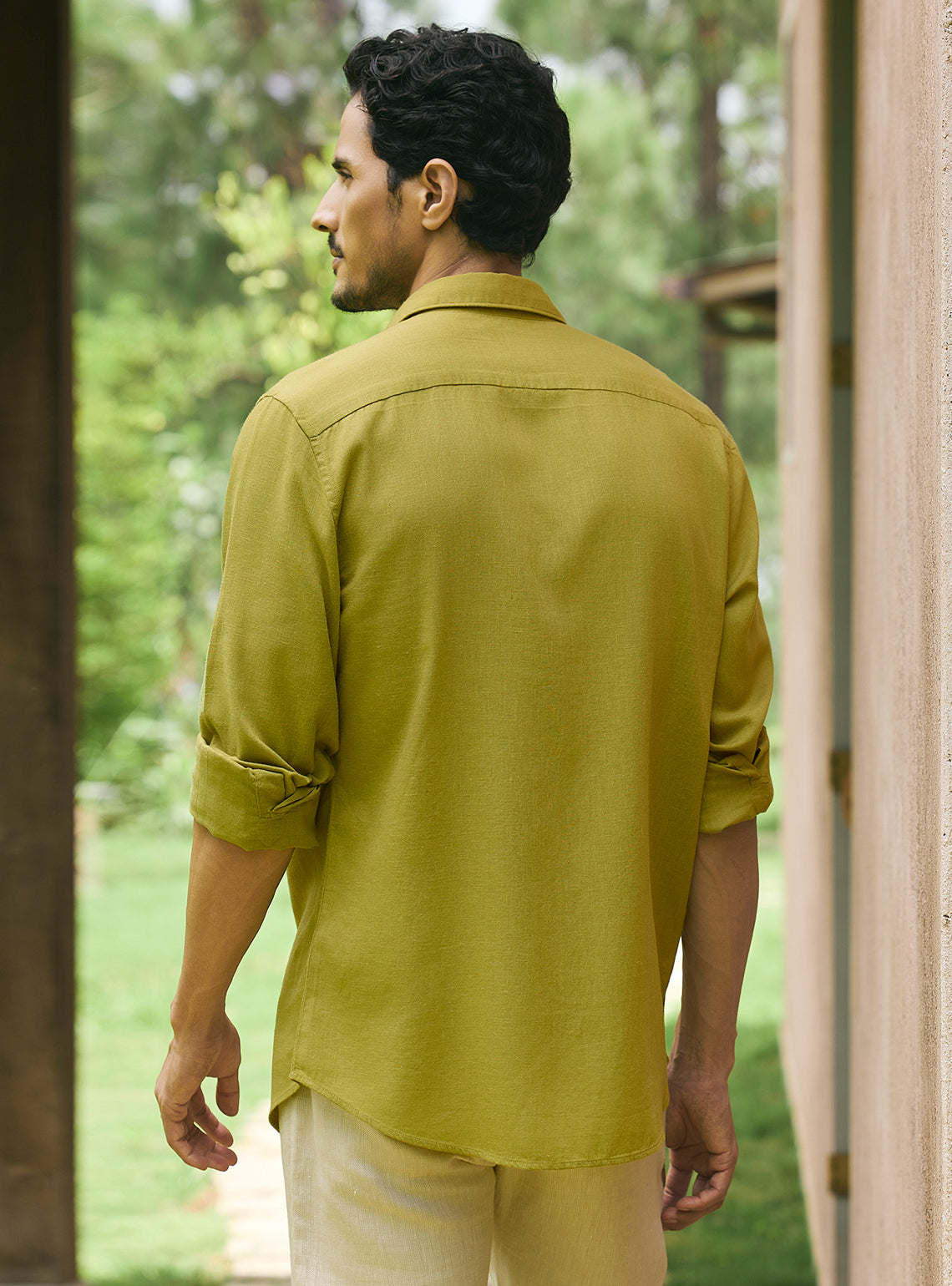 Moss Olive Lyocell Linen Shirt