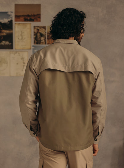 Khaki Quicksand Poly Twill Overshirt