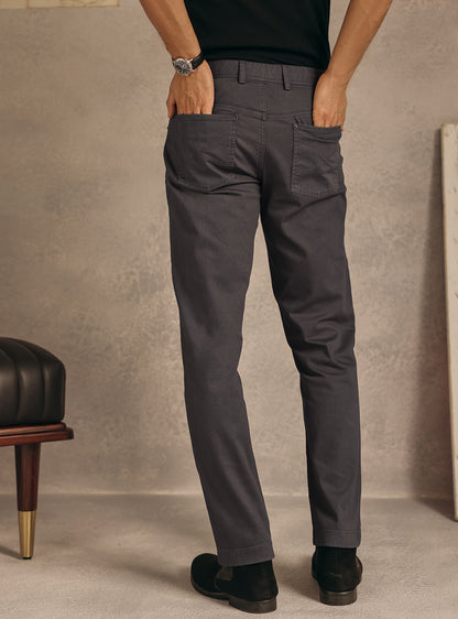 Gravel Grey Cotton Blend Overdye Denim Chinos