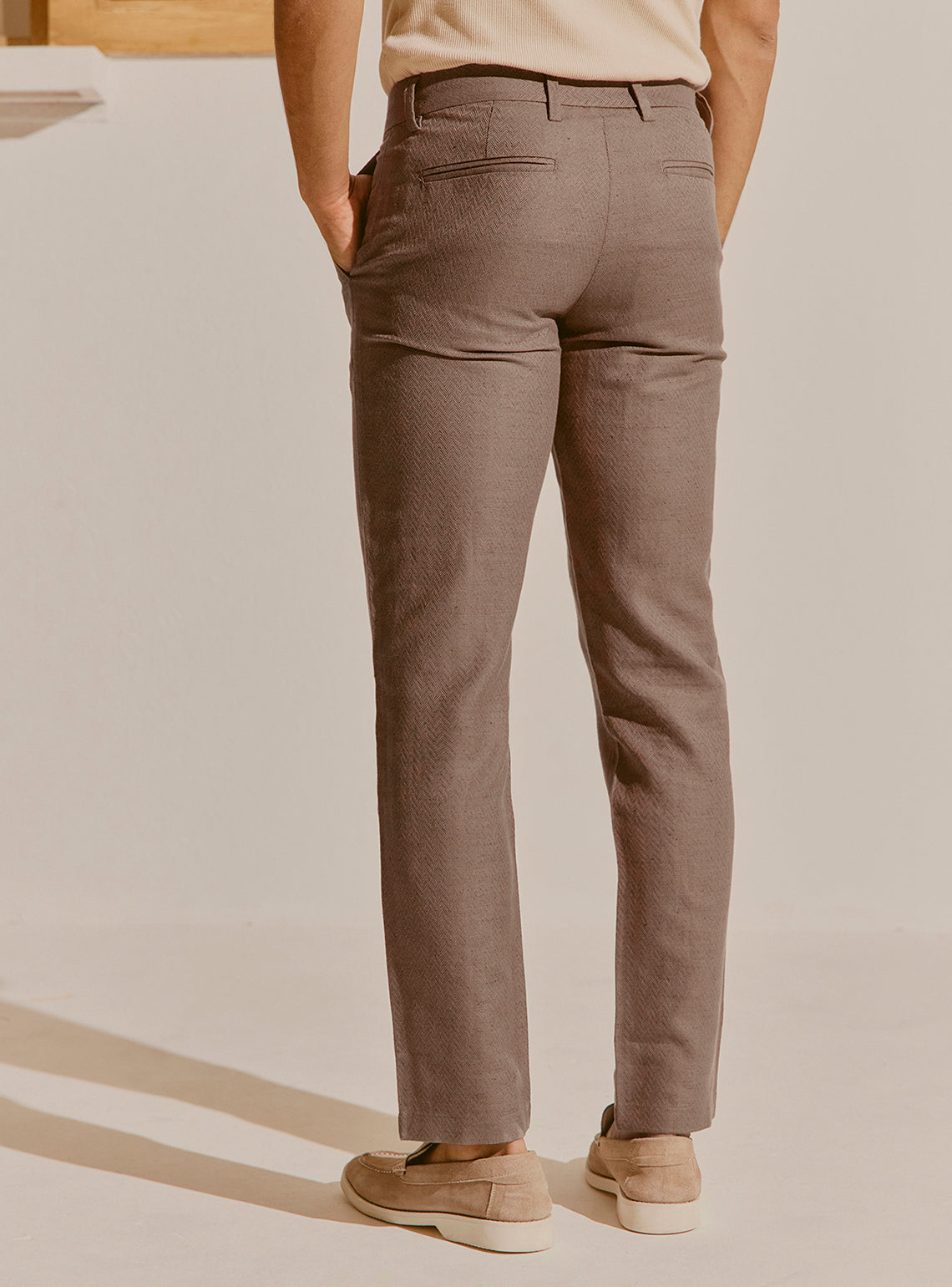 Malaga Brown Cotton Linen Trouser